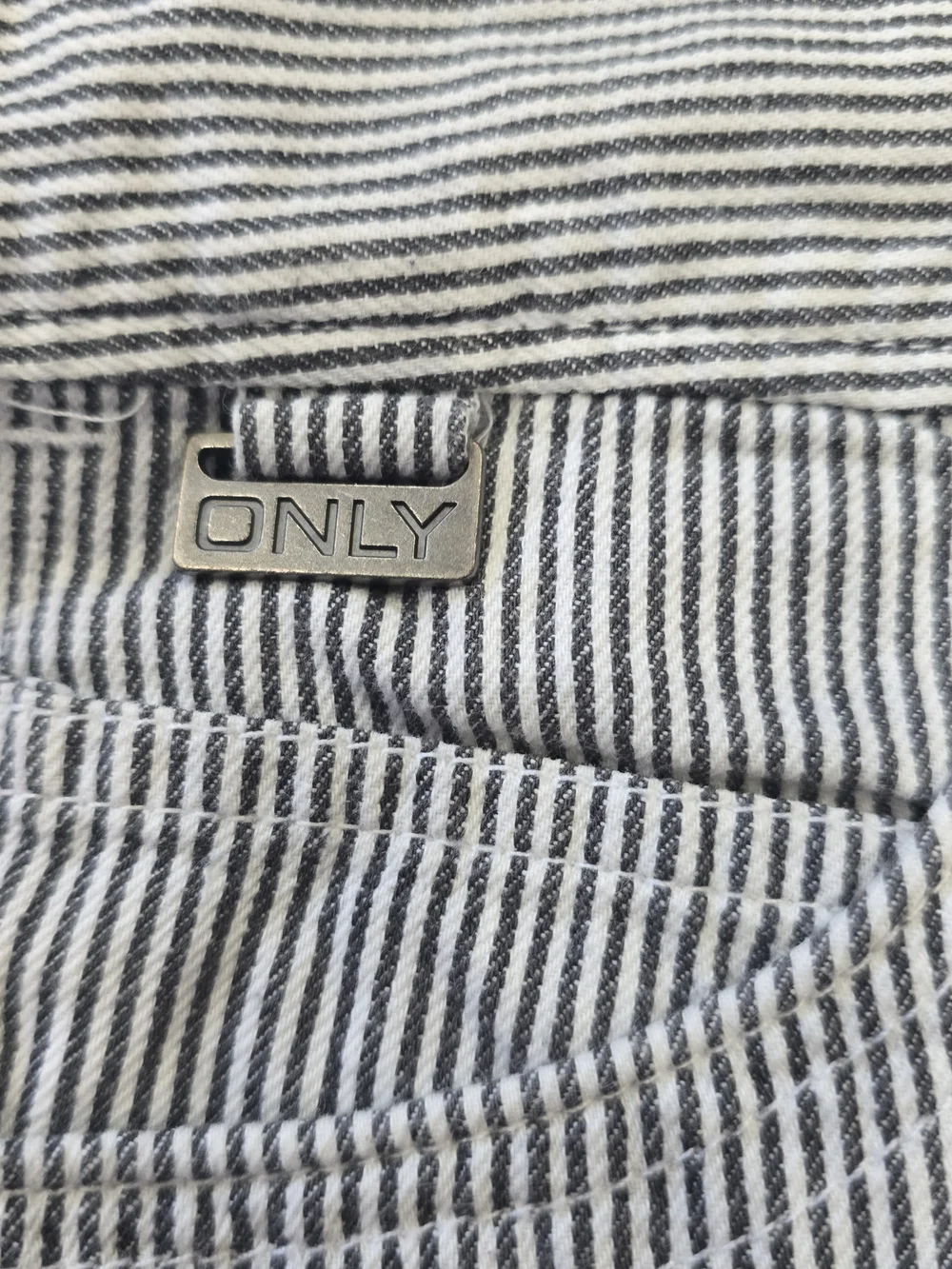 Only White and Dark Gray Pinstripe Mini Skirt, 100% Cotton